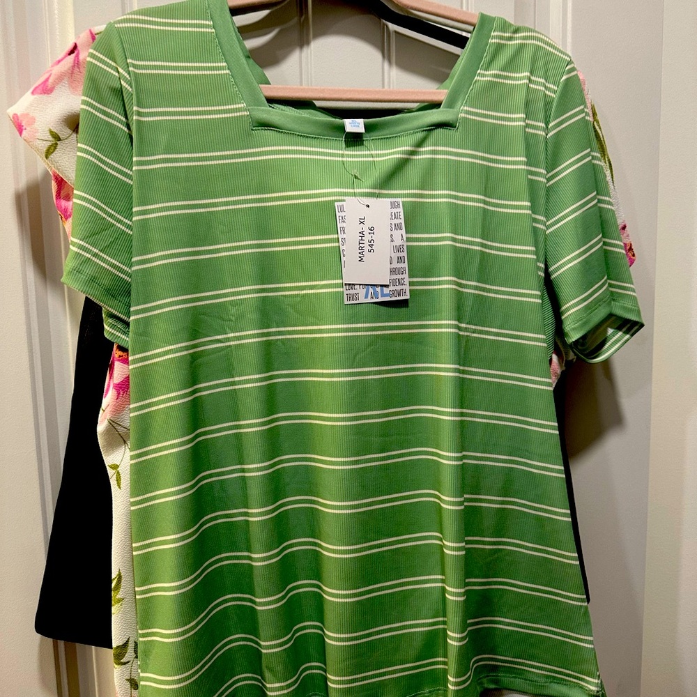 Lularoe green striped top